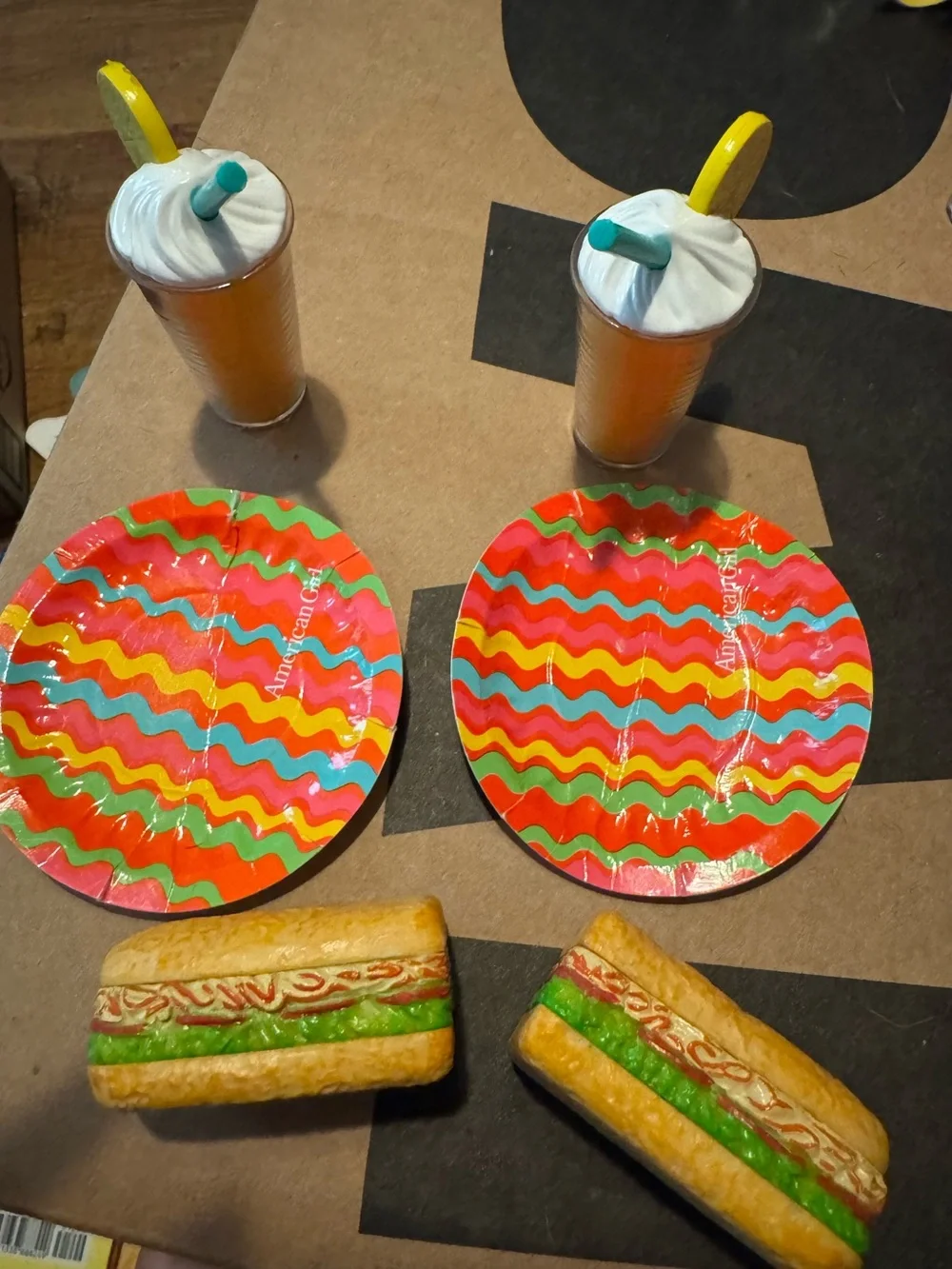 American Girl Doll picnic set sub sandwiches & smoothies